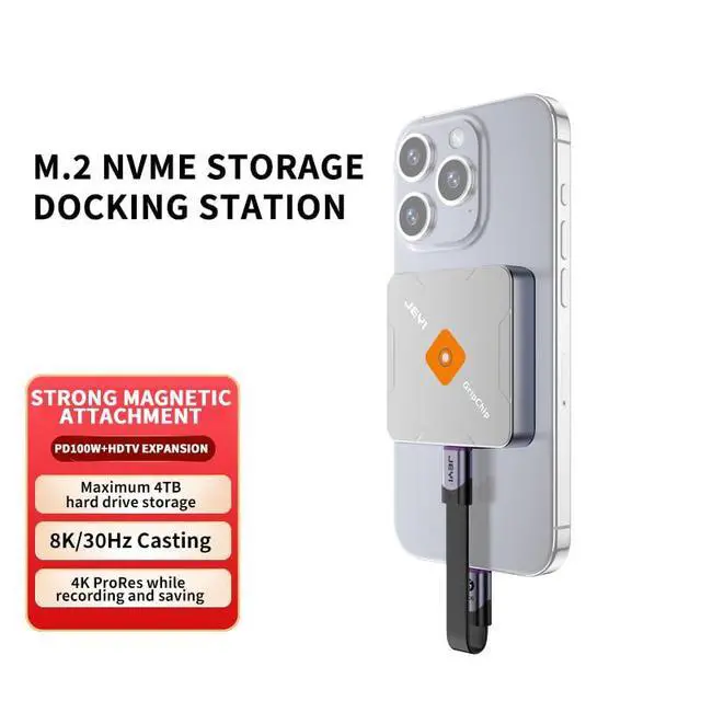 Alt view image 3 of 7 - JY-HDTV 8K 4TB M.2 2230 NVMe-Compatible Magnetic SSD Enclosure 10Gbps USB-C Adapter