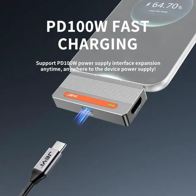 Alt view image 5 of 7 - JY-HDTV-2230 4TB M.2 2230 NVMe-Compatible SSD Enclosure 10Gbps USB-C Adapter 4K PD100W Direct Plug