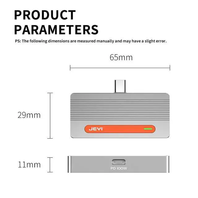 Alt view image 7 of 7 - JY-HDTV-2230 4TB M.2 2230 NVMe-Compatible SSD Enclosure 10Gbps USB-C Adapter 4K PD100W Direct Plug