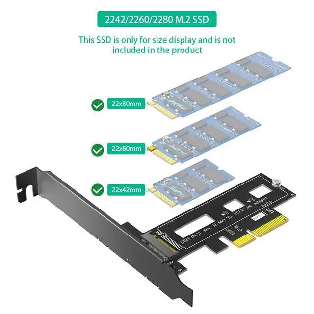 Alt view image 3 of 7 - M.2 NGFF PCI-e SSD to PCI Express 3.0 x4 Host Adapter Card Compatible with M.2 Key M PCIe NVMe or AHCI Card Type 2242 2260 2280 (Card Only)