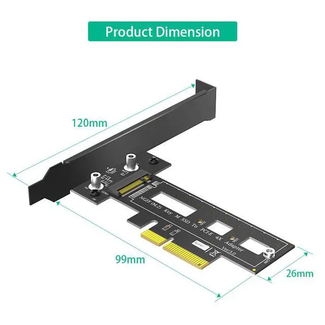 Alt view image 5 of 7 - M.2 NGFF PCI-e SSD to PCI Express 3.0 x4 Host Adapter Card Compatible with M.2 Key M PCIe NVMe or AHCI Card Type 2242 2260 2280 (Card Only)
