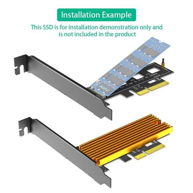 Alt view image 5 of 7 - M.2 NGFF PCI-e SSD to PCI Express 3.0 x4 Host Adapter Card Compatible with M.2 Key M PCIe NVMe or AHCI Card Type 2242 2260 2280 (Card + Heatsink)