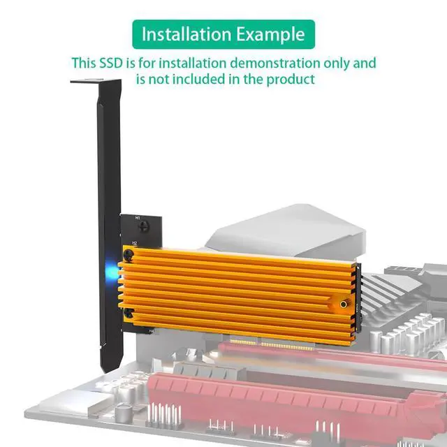 Alt view image 6 of 7 - M.2 NGFF PCI-e SSD to PCI Express 3.0 x4 Host Adapter Card Compatible with M.2 Key M PCIe NVMe or AHCI Card Type 2242 2260 2280 (Card + Heatsink)