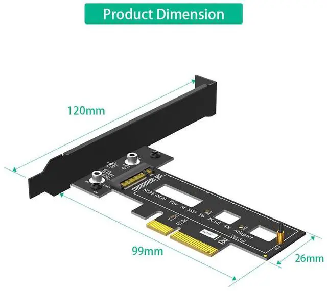 Alt view image 7 of 7 - M.2 NGFF PCI-e SSD to PCI Express 3.0 x4 Host Adapter Card Compatible with M.2 Key M PCIe NVMe or AHCI Card Type 2242 2260 2280 (Card + Heatsink)