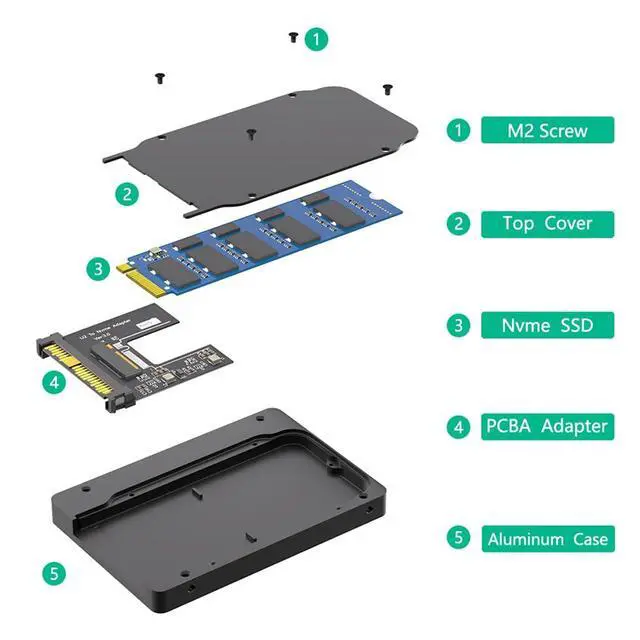 Alt view image 3 of 7 - PCIe Gen3 x4 M.2 NGFF SSD to U.2 SFF-8639 Adapter Compatible with M.2 NVMe 2.5" SSD 2280 (No Thermal Pad)
