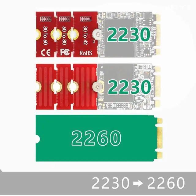 Alt view image 6 of 7 - M2 M2PLUS NGFF NVME m. 2 Extended Transfer 2230, 2242, 2260, 2280 M2 Change Long Size NVME NGFF M.2 U.2 M3 M.3 SSD