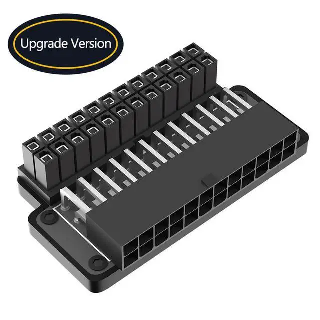 Alt view image 2 of 7 - ATX 24Pin to 24Pin Power Adapter Female to Male 90 Degree with Power OK and Stand By LED for PC Desktops ABS Plastic Cover