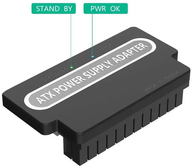 Alt view image 5 of 7 - ATX 24Pin to 24Pin Power Adapter Female to Male 90 Degree with Power OK and Stand By LED for PC Desktops ABS Plastic Cover