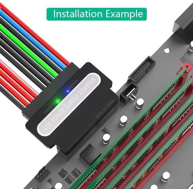 Alt view image 6 of 7 - ATX 24Pin to 24Pin Power Adapter Female to Male 90 Degree with Power OK and Stand By LED for PC Desktops ABS Plastic Cover