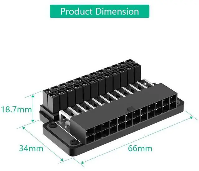 Alt view image 7 of 7 - ATX 24Pin to 24Pin Power Adapter Female to Male 90 Degree with Power OK and Stand By LED for PC Desktops ABS Plastic Cover