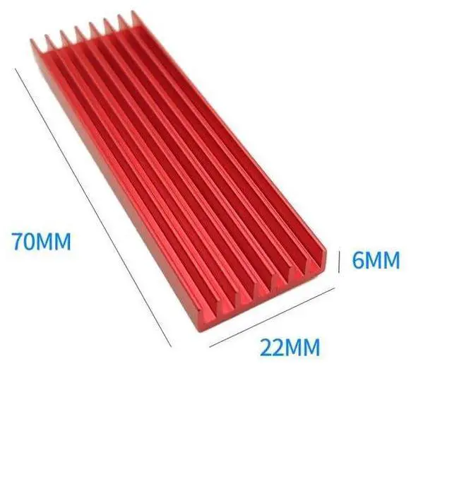 Alt view image 4 of 6 - M.2 Solid State Hard Disk Heat Sink Aluminum 6mm for NGFF NVME PCIE 2280 SSD Solid State Drive (5pcs-Red)