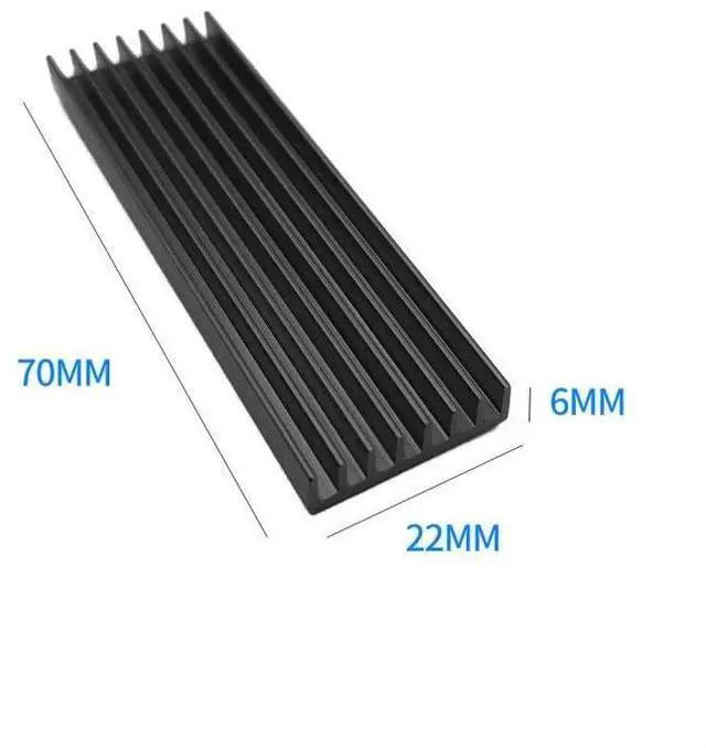 Alt view image 2 of 5 - M.2 Solid State Hard Disk Heat Sink Aluminum 6mm for NGFF NVME PCIE 2280 SSD Solid State Drive (1pc-Black)