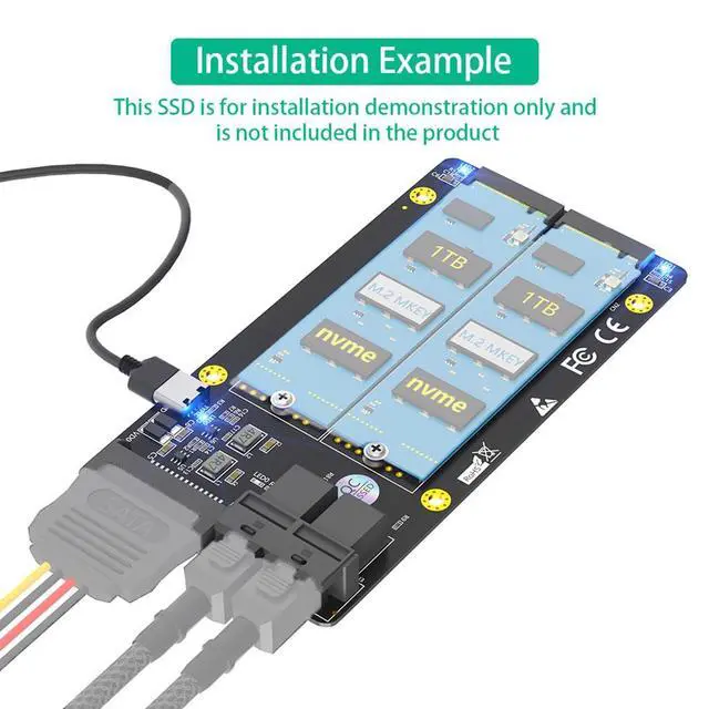 Alt view image 4 of 7 - Dual M.2 NVME to Dual SFF-8643 Adapter Card for PCI-E 2230 2242 2260 2280 SSD
