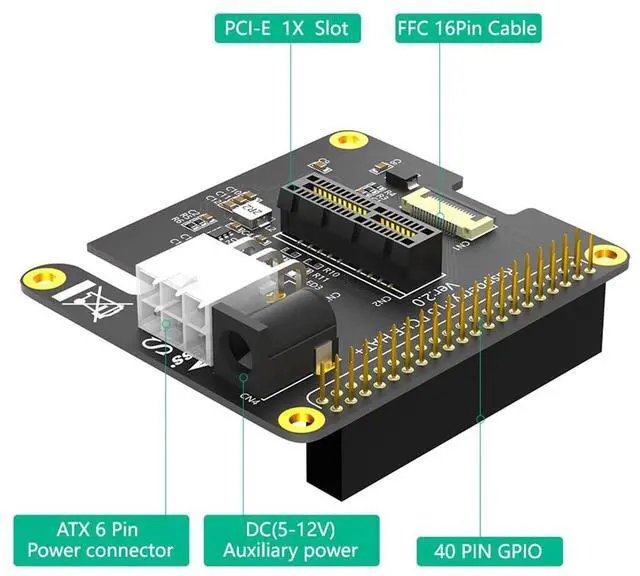Alt view image 2 of 7 - PCI-E 3.0 X1 Adapter Card Gen3 Speed Compatible with Raspberry Pi Models That Have 40-pin GPIO Header