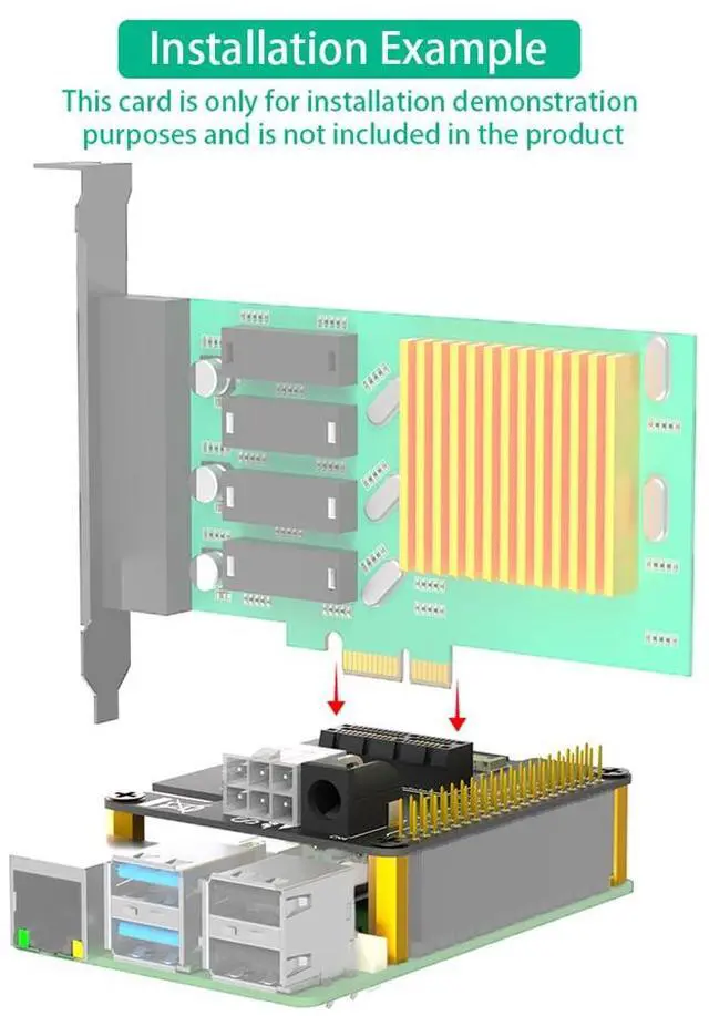 Alt view image 4 of 7 - PCI-E 3.0 X1 Adapter Card Gen3 Speed Compatible with Raspberry Pi Models That Have 40-pin GPIO Header