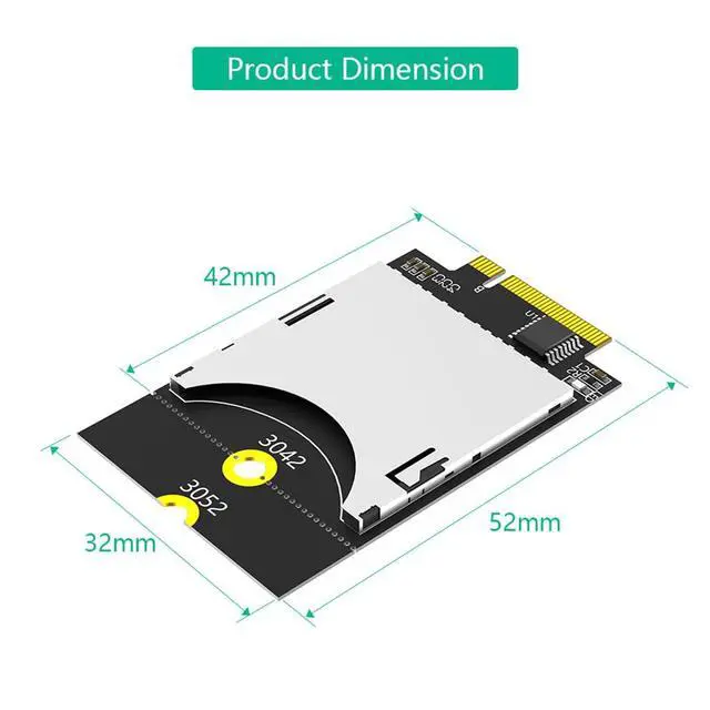 Alt view image 6 of 7 - NGFF Key B to SD Adapter Card Support WAN 3042 3052 USB Bus SD Card for PC Laptop Embedded Computers