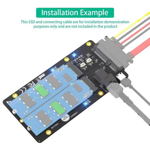 Alt view image 4 of 7 - M.2 NVMe SSD/SATA-Bus SSD to SFF-8643 and SATA Adapter 2 in 1 Combo for M.2 2230 2242 2260 2280 SSD