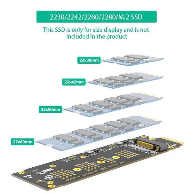 Alt view image 4 of 7 - M.2 M Key to EDSFF E1.S SSD Adapter Card PCI-E 4.0 Compatible with M.2 NVMe 2230/2242/2260/2280 SSD