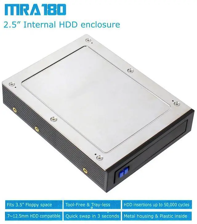 Alt view image 5 of 7 - 2.5-inch SATA III 6Gbps Enclosure Tray-Less for 7-12.5mm 2.5" HDD SSD Chassis Floppy Drive Hard Drive Extraction Box MRA180