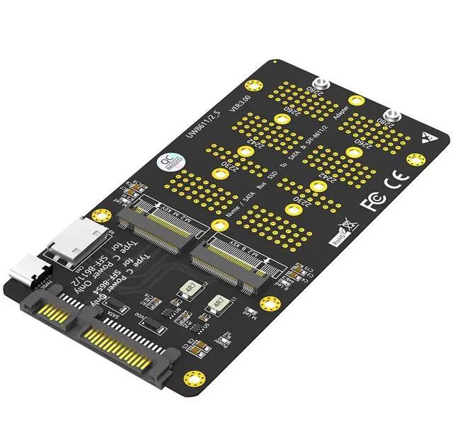 Main image of M.2 NVME/SATA-Bus SSD to SFF-8611/8612 & SATA Extension Card USB-C Power Adapter for M2 2230 2242 2260 2280 SSD