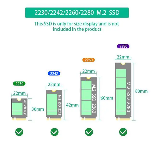 Alt view image 3 of 7 - M.2 NVME/SATA-Bus SSD to SFF-8611/8612 & SATA Extension Card USB-C Power Adapter for M2 2230 2242 2260 2280 SSD