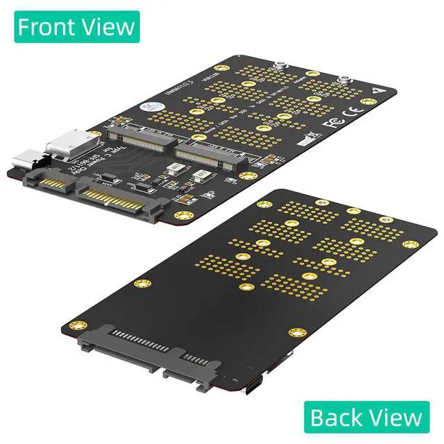 Alt view image 6 of 7 - M.2 NVME/SATA-Bus SSD to SFF-8611/8612 & SATA Extension Card USB-C Power Adapter for M2 2230 2242 2260 2280 SSD