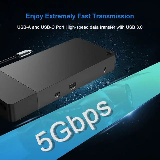 Alt view image 6 of 7 - USB-C Docking Station DP 4K 60HZ Triple Display RJ45 Gigabit Ethernet Hub 3.5mm Audio Jack HUB Compatible with HDMI