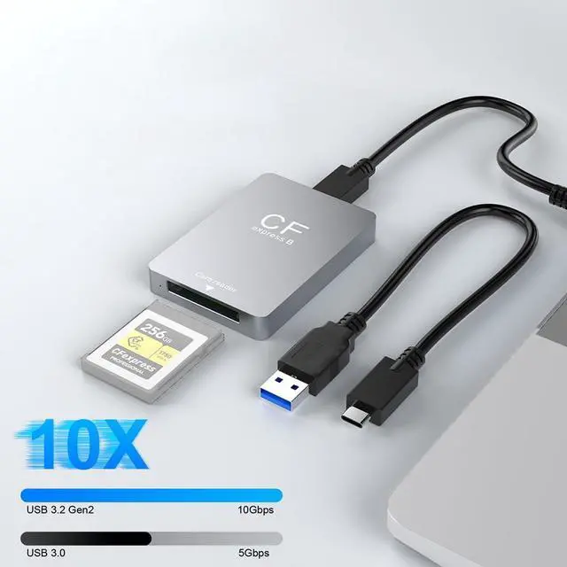 Alt view image 7 of 7 - CR350 CFexpress Type B Camera Card Reader 10Gbps High Speed USB 3.2 Gen2 Memory Card Adapter USB-C