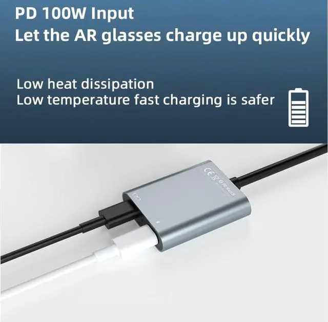 Alt view image 2 of 6 - AR Glasses Docking Station USB-C to USB-C PD100W+Data Transfer HUB Live 2-in-1 Expansion HC443