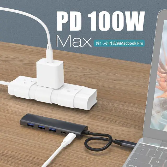 Alt view image 6 of 7 - Multiport HUB Dock 5Gbps USB 3.0 4Port High Speed USB-C S·plitter for PC Computer Laptop (USB-C 6in1 HUB)