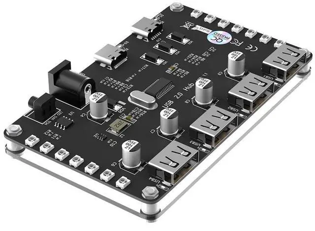 Main image of 4 Port USB 2.0 Hub with 3528 Colorful LED and Auxiliary Power for PC Laptop Compatible with Windows, Mac OS X, Linux