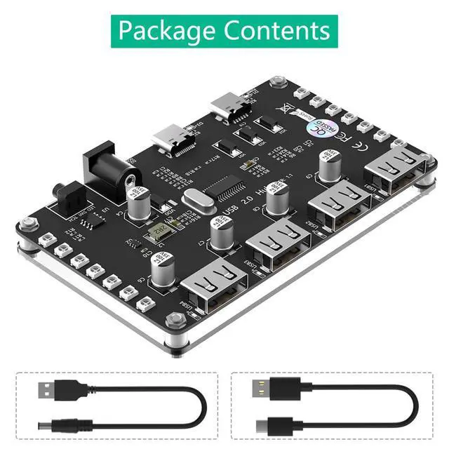 Alt view image 7 of 7 - 4 Port USB 2.0 Hub with 3528 Colorful LED and Auxiliary Power for PC Laptop Compatible with Windows, Mac OS X, Linux
