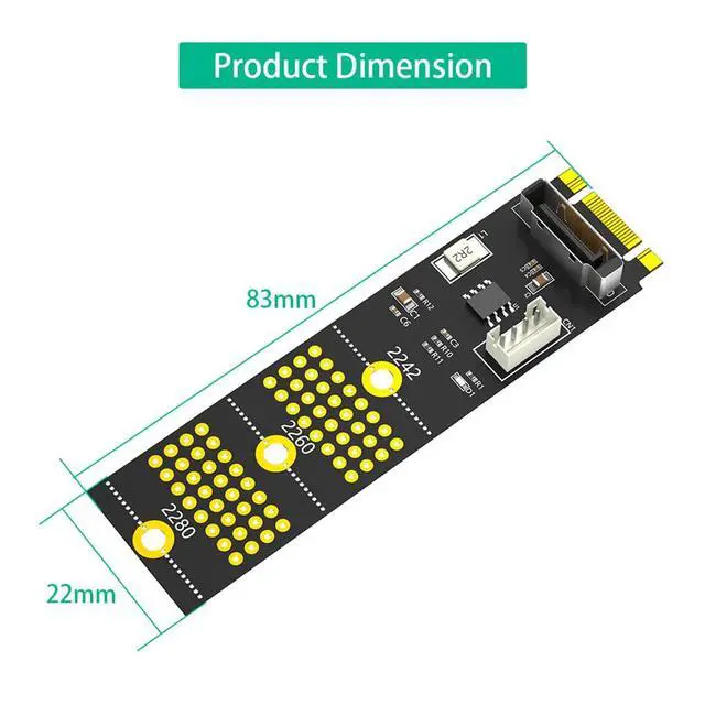 Alt view image 3 of 7 - M.2 NGFF Key B+M/B to SATA 2.5inch Adapter 1.5A/5V Support M.2 Key B 2242 2260 2280 Card (1Piece)