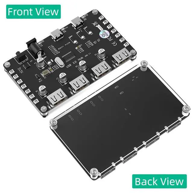 Alt view image 5 of 7 - 4 Port USB 2.0 Hub with 3528 Colorful LED and Auxiliary Power for PC Laptop Compatible with Windows, Mac OS X, Linux