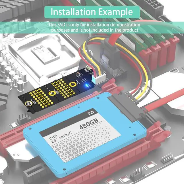Alt view image 4 of 7 - M.2 NGFF Key B+M/B to SATA 2.5inch Adapter 1.5A/5V Support M.2 Key B 2242 2260 2280 Card (1Piece)