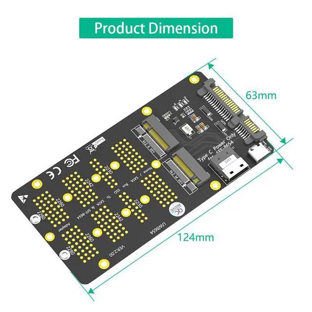 Alt view image 5 of 7 - 2 in 1 M.2(NGFF) NVMe-Compatible SSD/SATA-Bus SSD to SFF-8654 and SATA Adapter Compatible with Win XP, Vista 32/64, Win 7, Win 8, Win10, Win11, Linux