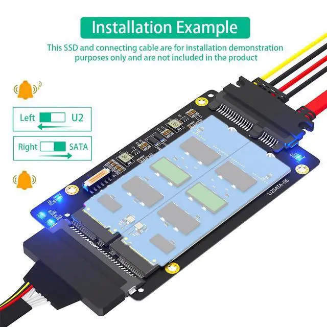 Alt view image 4 of 7 - 2 in 1 Key M Key B to U2-SATA Adater M.2(NGFF) NVME PCI-E to U.2 SFF-8639 and M.2(NGFF) SATA to SATA Adapter