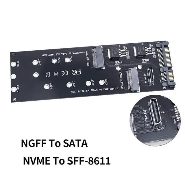Alt view image 3 of 5 - M.2 SSD to SATA Expansion Card NVM-e M.2 NGFF SSD to SFF-8611 PCIe Adapter for M.2 2230 2242 2260 2280 SSD Compatible with Oculink