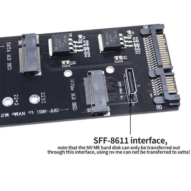 Alt view image 2 of 5 - M.2 SSD to SATA Expansion Card NVM-e M.2 NGFF SSD to SFF-8611 PCIe Adapter for M.2 2230 2242 2260 2280 SSD Compatible with Oculink