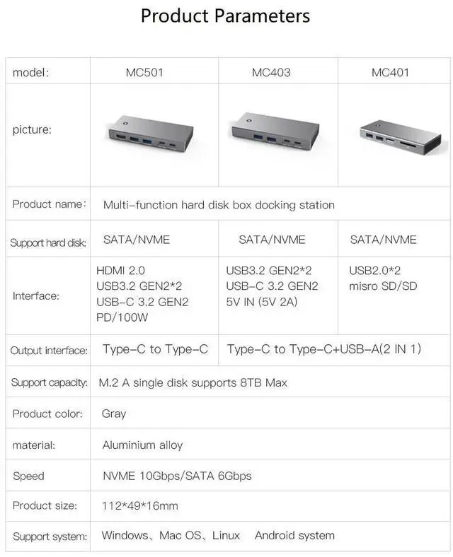 Alt view image 2 of 7 - M.2 SSD Enclosure NGFF/NVM E Dual Protocol USB-C?Expansion Card for Laptop USB Hub (MC-501)