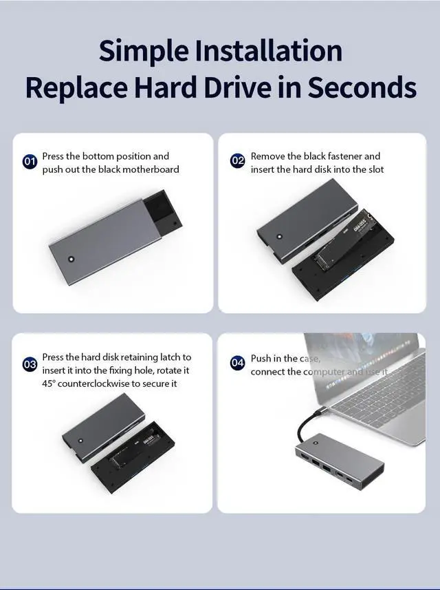 Alt view image 7 of 7 - M.2 SSD Enclosure NGFF/NVM E Dual Protocol USB-C?Expansion Card for Laptop USB Hub (MC-501)