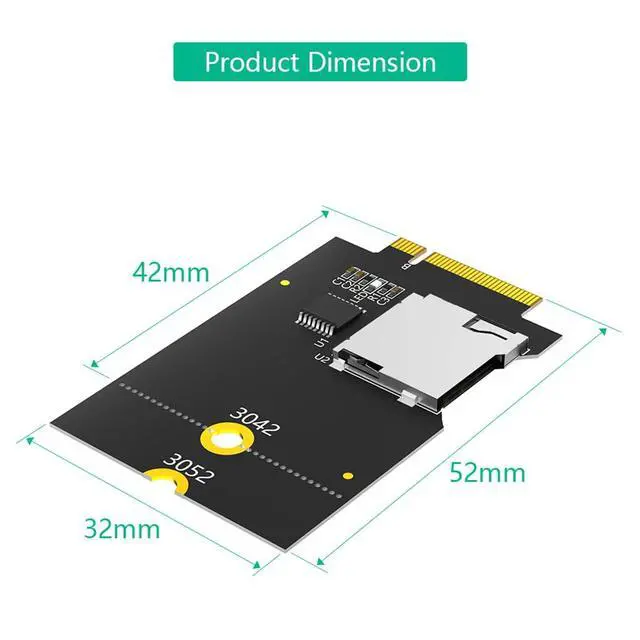 Alt view image 6 of 7 - NGFF Key B to Micro SD Adapter Card Support TF SDHC SDXC USB Bus for PC Laptop Embedded Computer