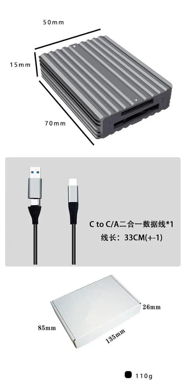 Alt view image 6 of 6 - CFEXPRESS CFE Card Reader 10Gbps USB3.2 Gen2 High-Speed USB-C CF Memory Card Adapter (for CFE A+B)