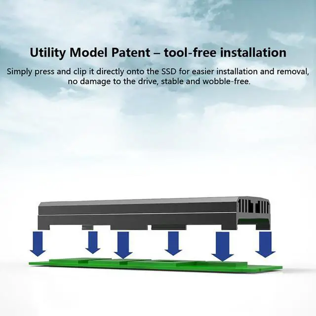 Alt view image 4 of 7 - M.2 2280 SSD Heatsink 4Layer Cooling Design ToolFree ClipOn Installation with Turbo Fan 7000 RPM Silent Fan, SATA Power (Black,Major Cold Version)
