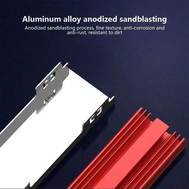 Alt view image 4 of 7 - M.2 2280 SSD Heatsink Aluminum Alloy Cooler with Airflow-Guided Heat Dissipation, Compact Size 2.83×0.91×0.39 (Red)
