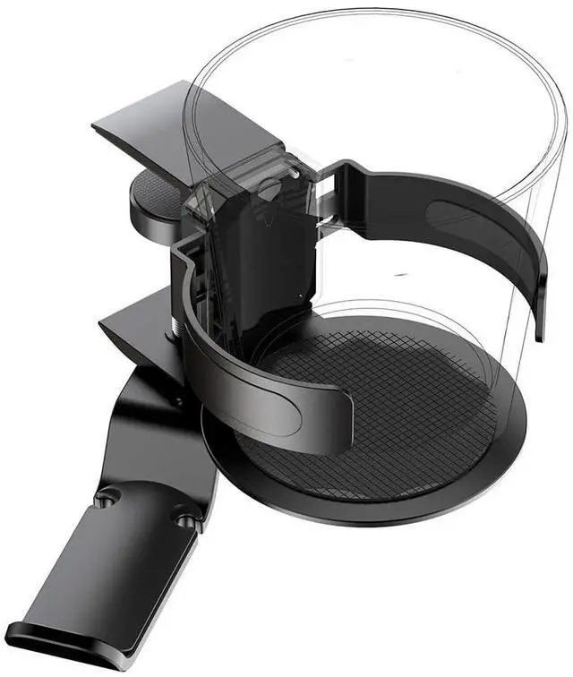 Main image of 2-in-1 Rotatable Cup Holder & Headphone Stand Aluminum Alloy Storage Rack No-Drilling Design Fits Panels 0.22.0 Thick, Cup Width Adjustable 2.83.5 (Black)