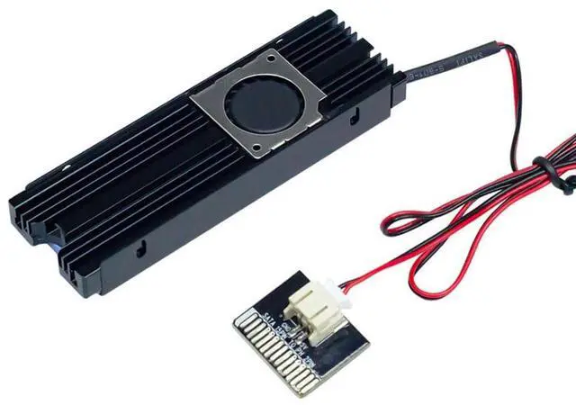 Main image of M.2 SSD Heatsink Dual-Side & Grooved Cooling Design Aluminum Alloy, Only 0.39 Thick Compatible with 2230/2242/2260/2280 SSD (Black,with Fan)