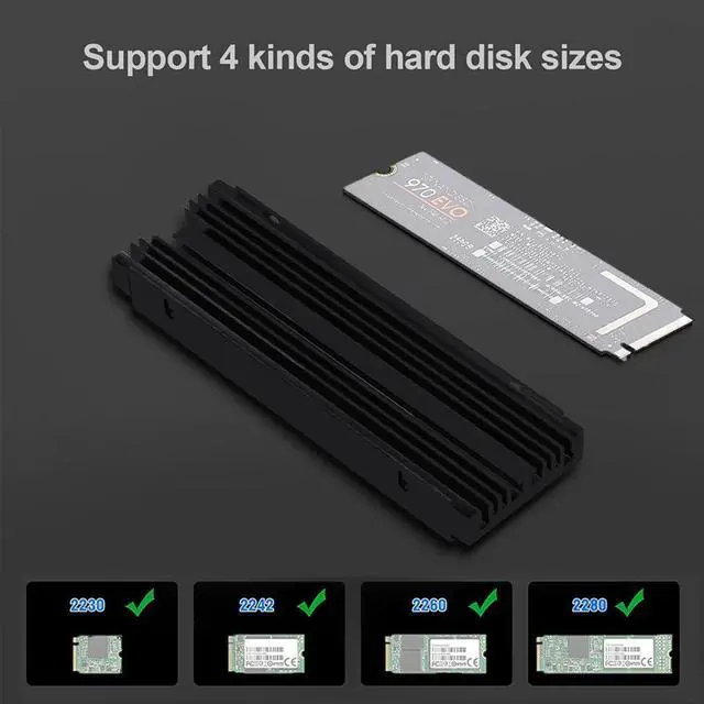 Alt view image 3 of 7 - M.2 SSD Heatsink Dual-Side & Grooved Cooling Design Aluminum Alloy, Only 0.39 Thick Compatible with 2230/2242/2260/2280 SSD (Black,with Fan)