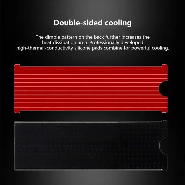 Alt view image 2 of 7 - M.2 2280 SSD Heatsink Double-Sided Cooling Ultra-Thin with Compatible with NVMe/NGFF Dual-Protocol SSD (Red)