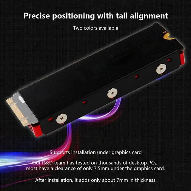 Alt view image 3 of 7 - M.2 2280 SSD Heatsink Double-Sided Cooling Ultra-Thin with Compatible with NVMe/NGFF Dual-Protocol SSD (Red)
